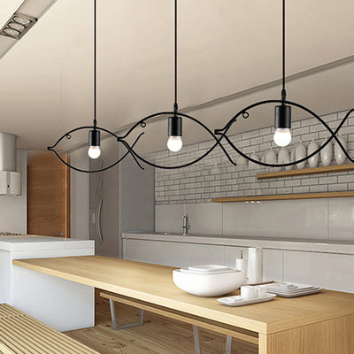 Contemporary Industrial Fish Line Iron 1/3-Light Pendant Light For Dining Room
