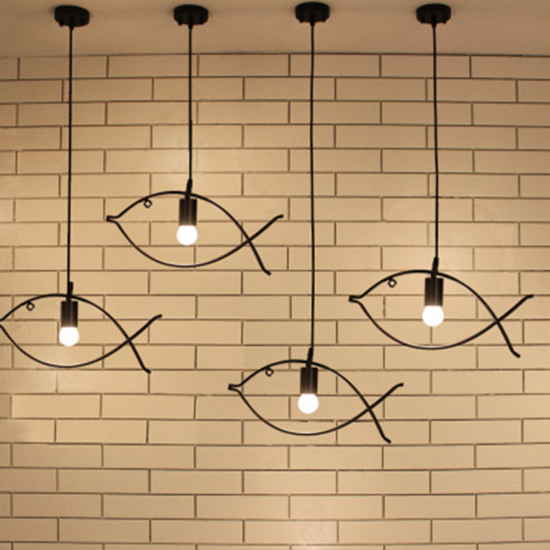 Contemporary Industrial Fish Line Iron 1/3-Light Pendant Light For Dining Room