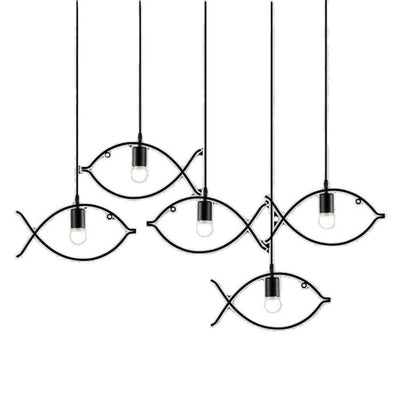 Contemporary Industrial Fish Line Iron 1/3-Light Pendant Light For Dining Room