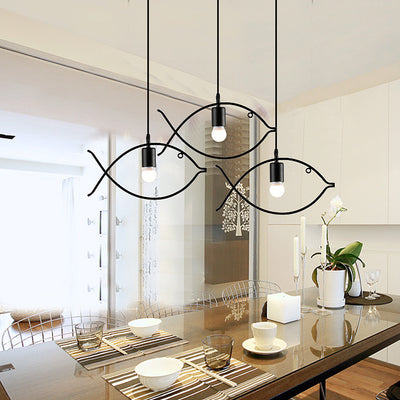 Contemporary Industrial Fish Line Iron 1/3-Light Pendant Light For Dining Room