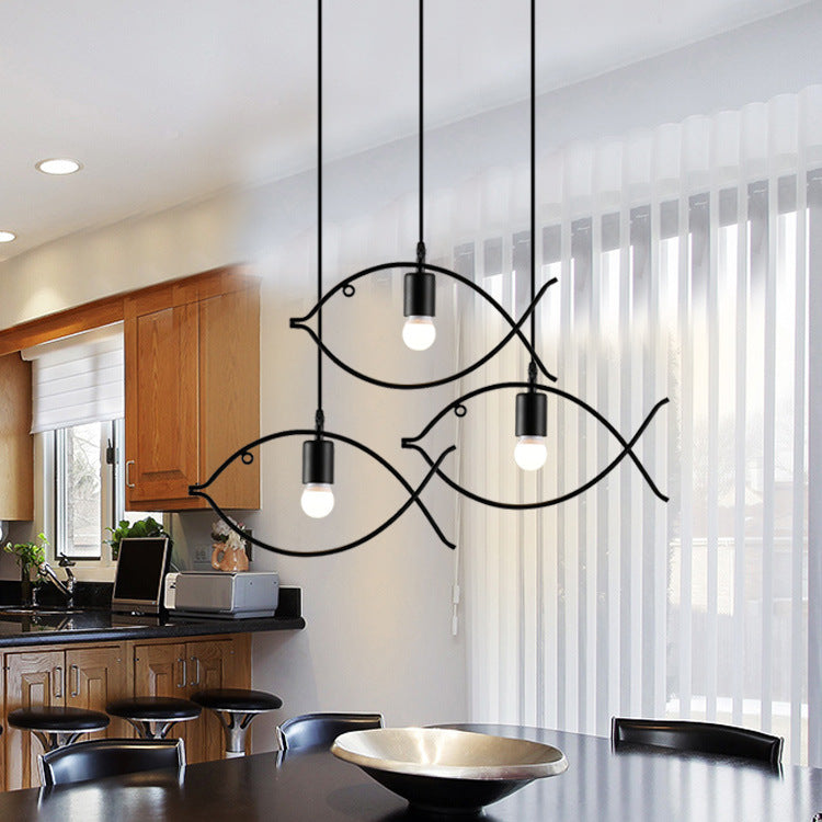 Contemporary Industrial Fish Line Iron 1/3-Light Pendant Light For Dining Room