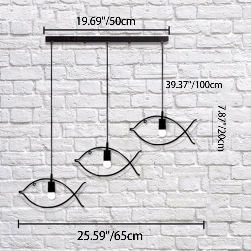 Contemporary Industrial Fish Line Iron 1/3-Light Pendant Light For Dining Room
