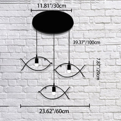 Contemporary Industrial Fish Line Iron 1/3-Light Pendant Light For Dining Room