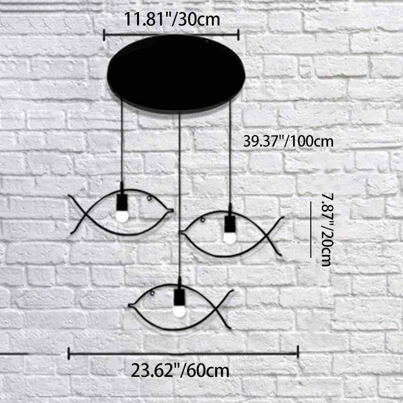 Contemporary Industrial Fish Line Iron 1/3-Light Pendant Light For Dining Room
