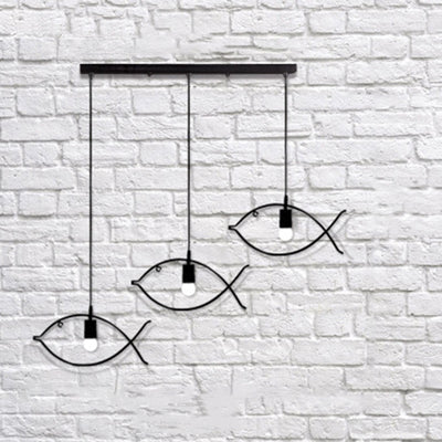 Contemporary Industrial Fish Line Iron 1/3-Light Pendant Light For Dining Room