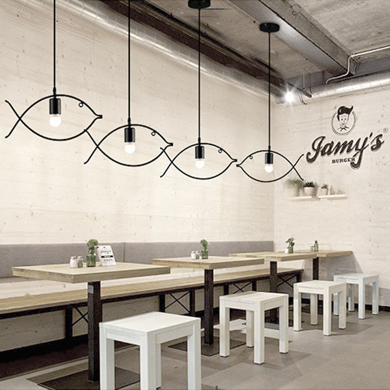 Contemporary Industrial Fish Line Iron 1/3-Light Pendant Light For Dining Room