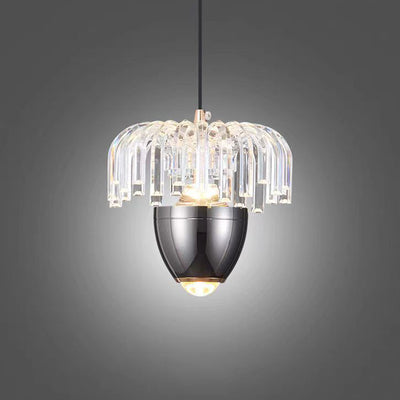 Traditional French Liftable Pinecone Shape Aluminum Acrylic LED Pendant Light For Bedroom