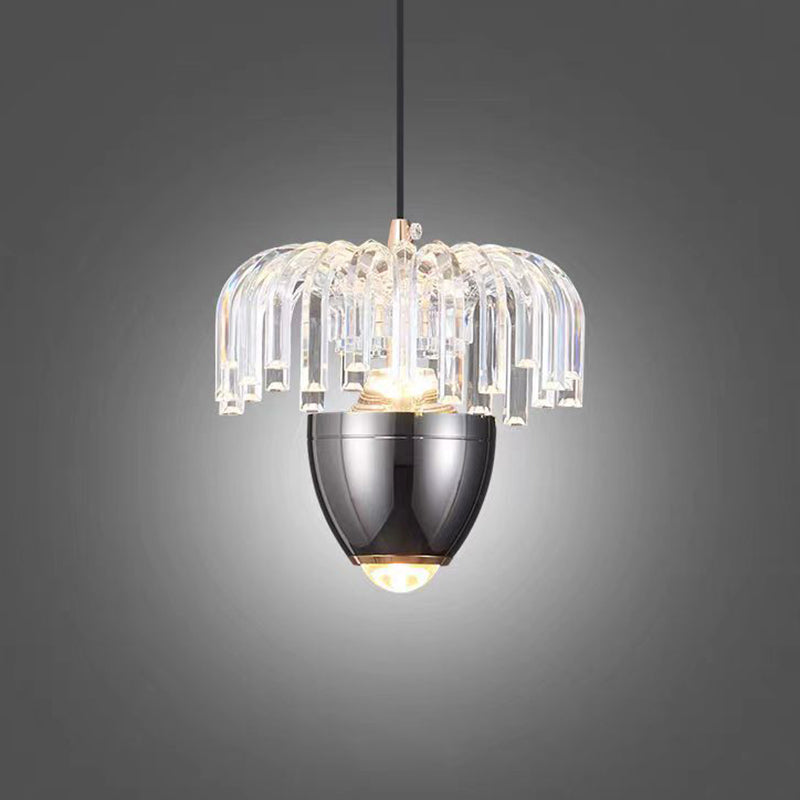 Traditional French Liftable Pinecone Shape Aluminum Acrylic LED Pendant Light For Bedroom
