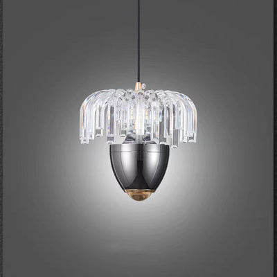 Traditional French Liftable Pinecone Shape Aluminum Acrylic LED Pendant Light For Bedroom
