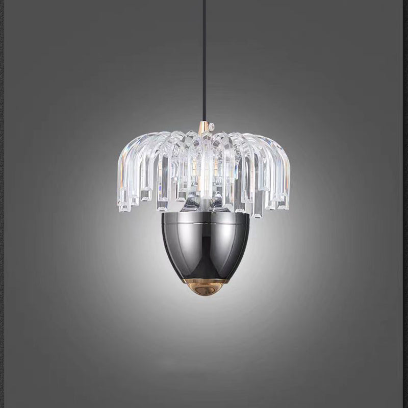 Traditional French Liftable Pinecone Shape Aluminum Acrylic LED Pendant Light For Bedroom