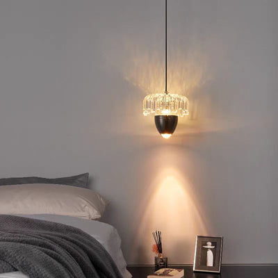 Traditional French Liftable Pinecone Shape Aluminum Acrylic LED Pendant Light For Bedroom