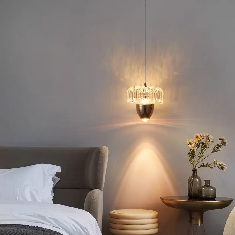 Traditional French Liftable Pinecone Shape Aluminum Acrylic LED Pendant Light For Bedroom
