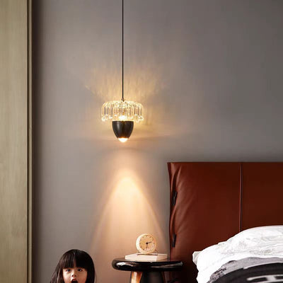 Traditional French Liftable Pinecone Shape Aluminum Acrylic LED Pendant Light For Bedroom