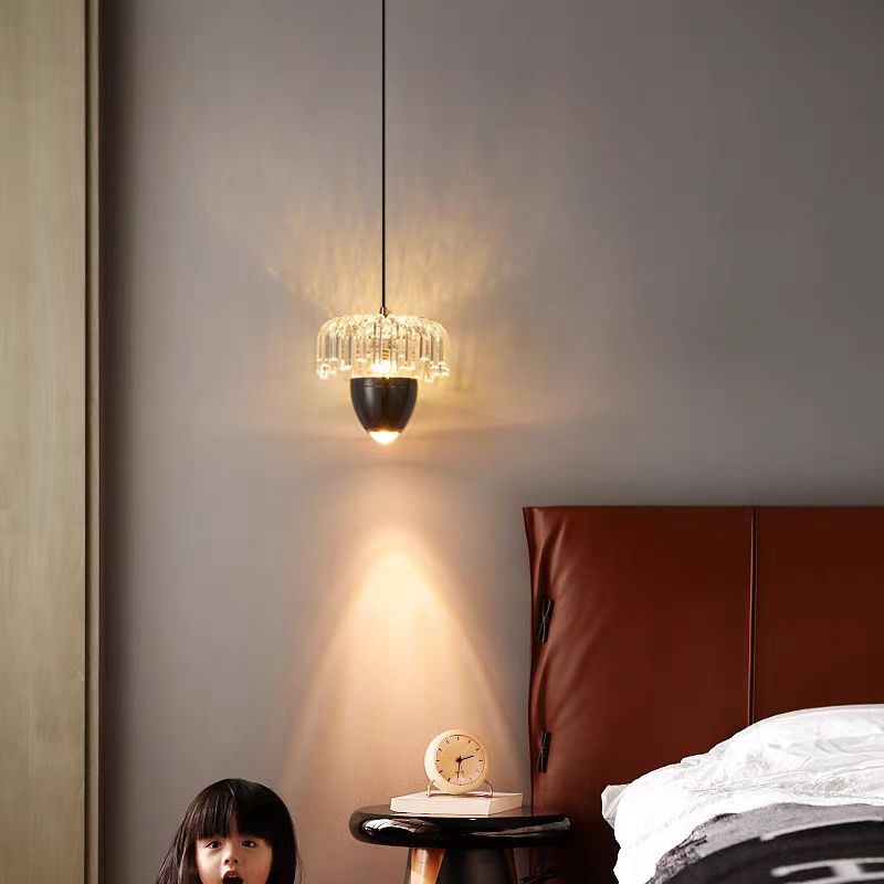 Traditional French Liftable Pinecone Shape Aluminum Acrylic LED Pendant Light For Bedroom