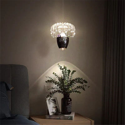 Traditional French Liftable Pinecone Shape Aluminum Acrylic LED Pendant Light For Bedroom