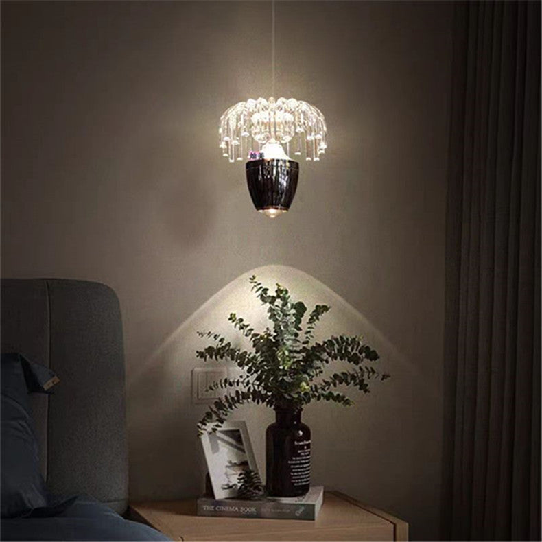 Traditional French Liftable Pinecone Shape Aluminum Acrylic LED Pendant Light For Bedroom