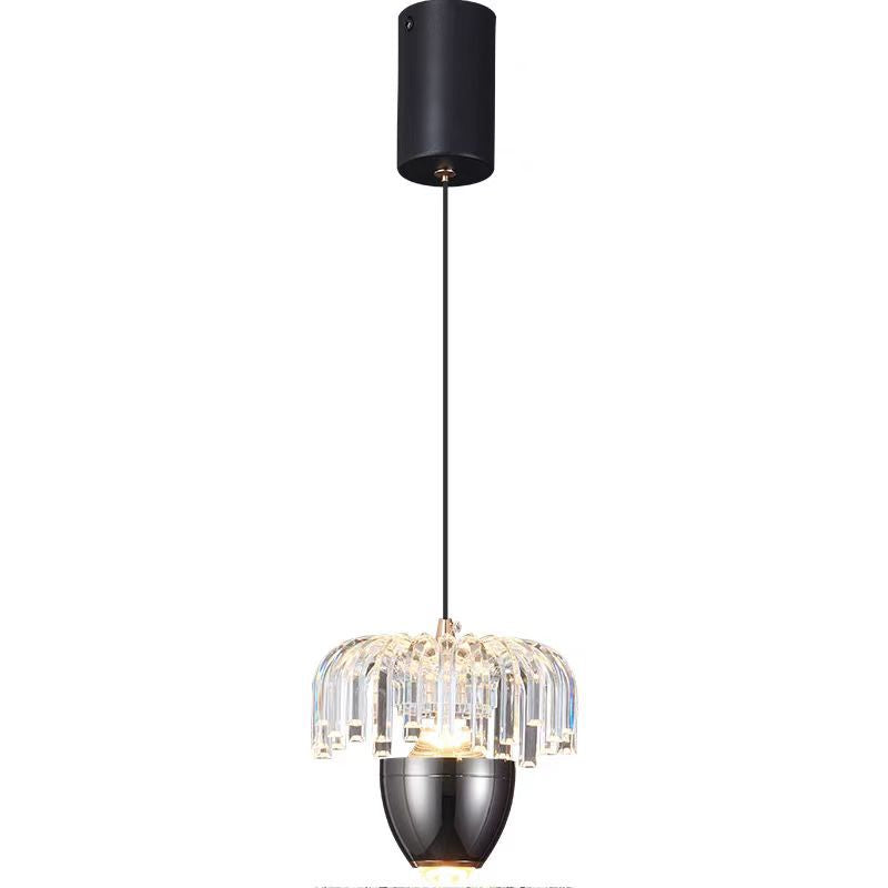 Traditional French Liftable Pinecone Shape Aluminum Acrylic LED Pendant Light For Bedroom