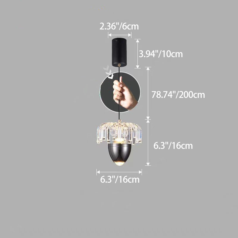 Traditional French Liftable Pinecone Shape Aluminum Acrylic LED Pendant Light For Bedroom