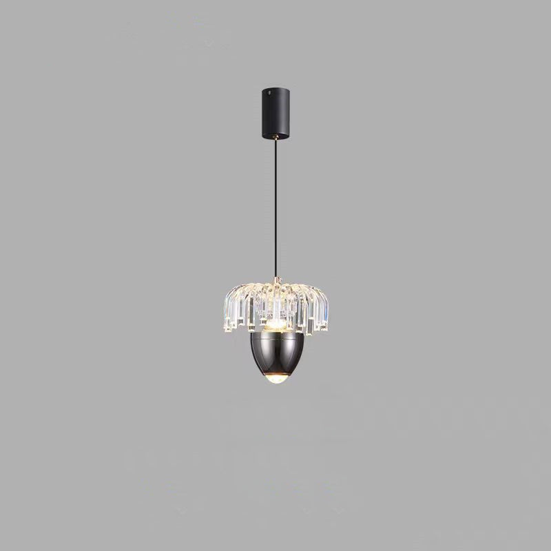 Traditional French Liftable Pinecone Shape Aluminum Acrylic LED Pendant Light For Bedroom