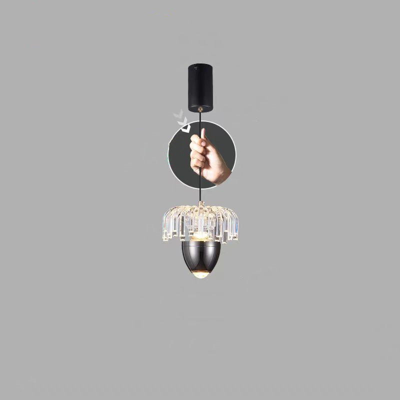 Traditional French Liftable Pinecone Shape Aluminum Acrylic LED Pendant Light For Bedroom