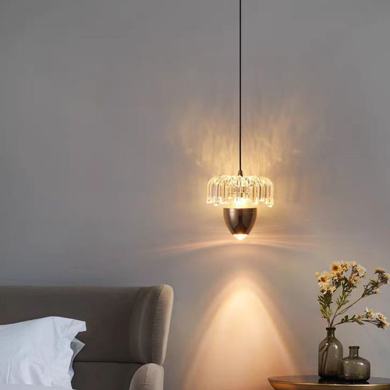 Traditional French Liftable Pinecone Shape Aluminum Acrylic LED Pendant Light For Bedroom