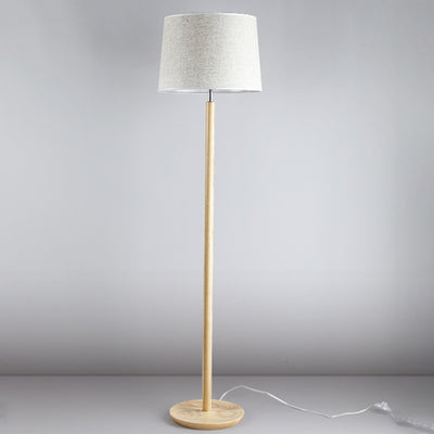 Modern Minimalist Cylindrical Ash Iron Fabric 1-Light Standing Floor Lamp For Bedroom