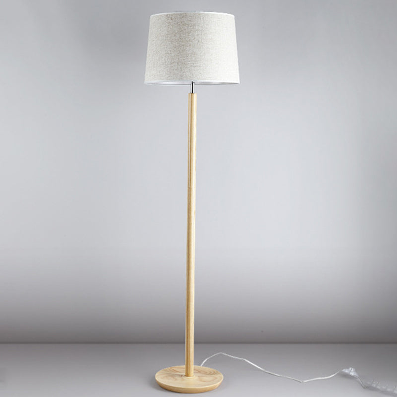 Modern Minimalist Cylindrical Ash Iron Fabric 1-Light Standing Floor Lamp For Bedroom