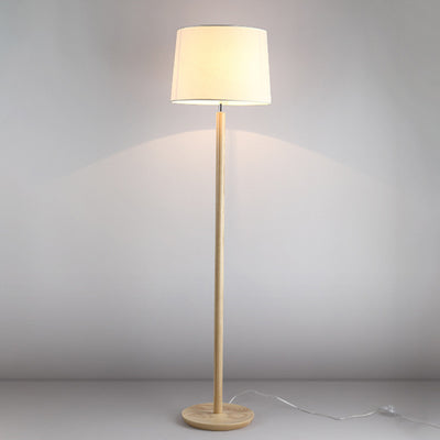 Modern Minimalist Cylindrical Ash Iron Fabric 1-Light Standing Floor Lamp For Bedroom