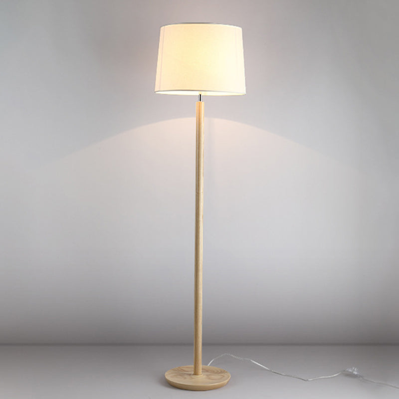 Modern Minimalist Cylindrical Ash Iron Fabric 1-Light Standing Floor Lamp For Bedroom