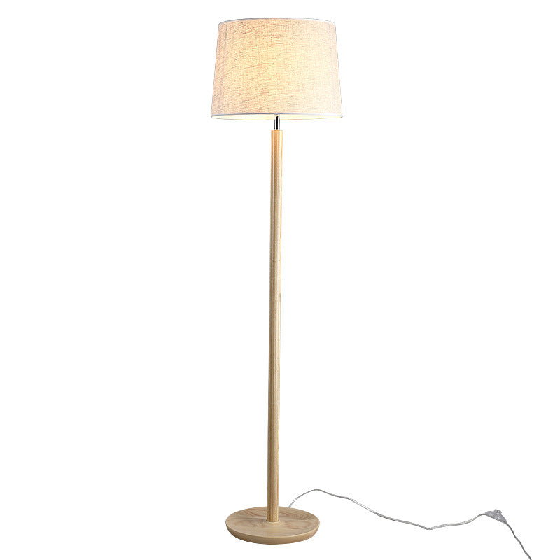 Modern Minimalist Cylindrical Ash Iron Fabric 1-Light Standing Floor Lamp For Bedroom