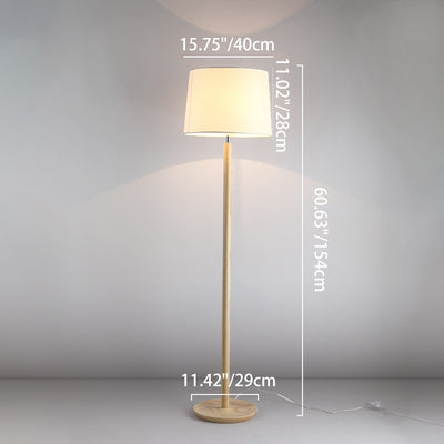Modern Minimalist Cylindrical Ash Iron Fabric 1-Light Standing Floor Lamp For Bedroom