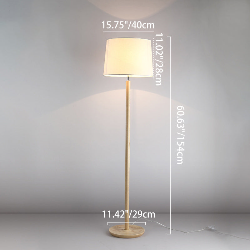 Modern Minimalist Cylindrical Ash Iron Fabric 1-Light Standing Floor Lamp For Bedroom