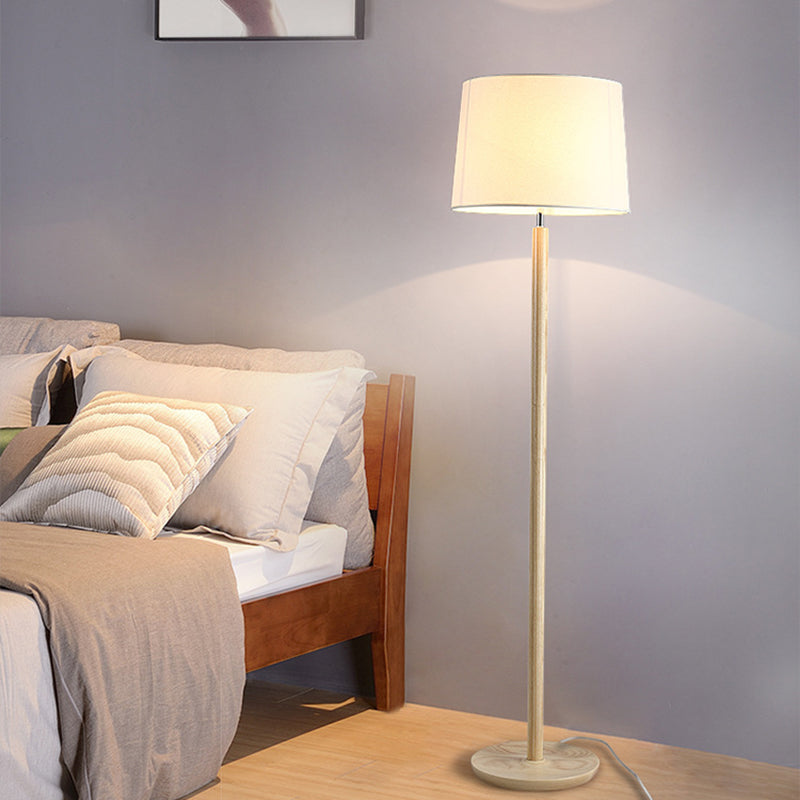 Modern Minimalist Cylindrical Ash Iron Fabric 1-Light Standing Floor Lamp For Bedroom