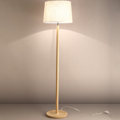 Modern Minimalist Cylindrical Ash Iron Fabric 1-Light Standing Floor Lamp For Bedroom