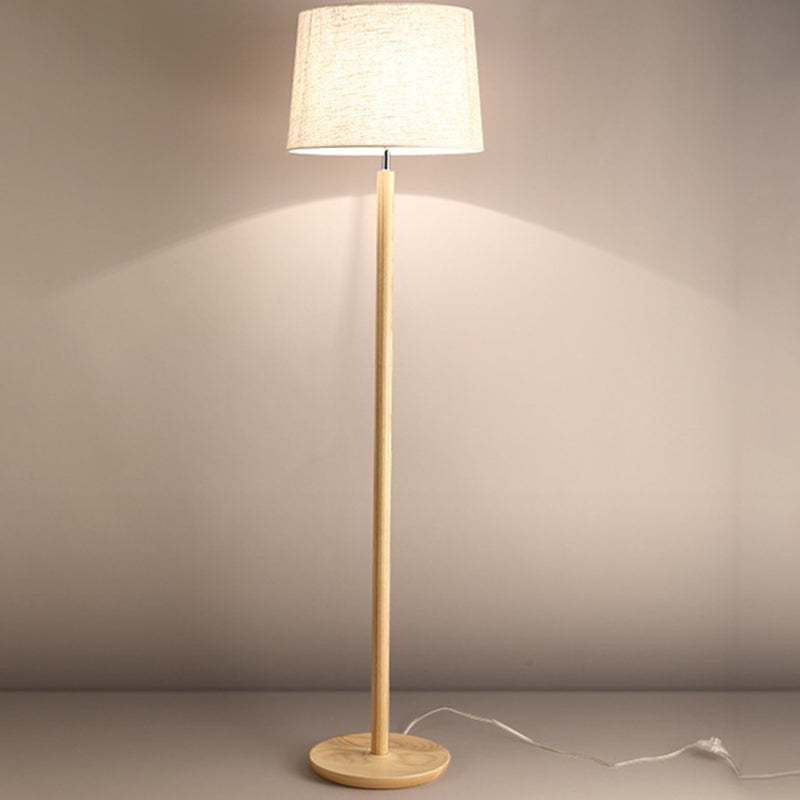 Modern Minimalist Cylindrical Ash Iron Fabric 1-Light Standing Floor Lamp For Bedroom
