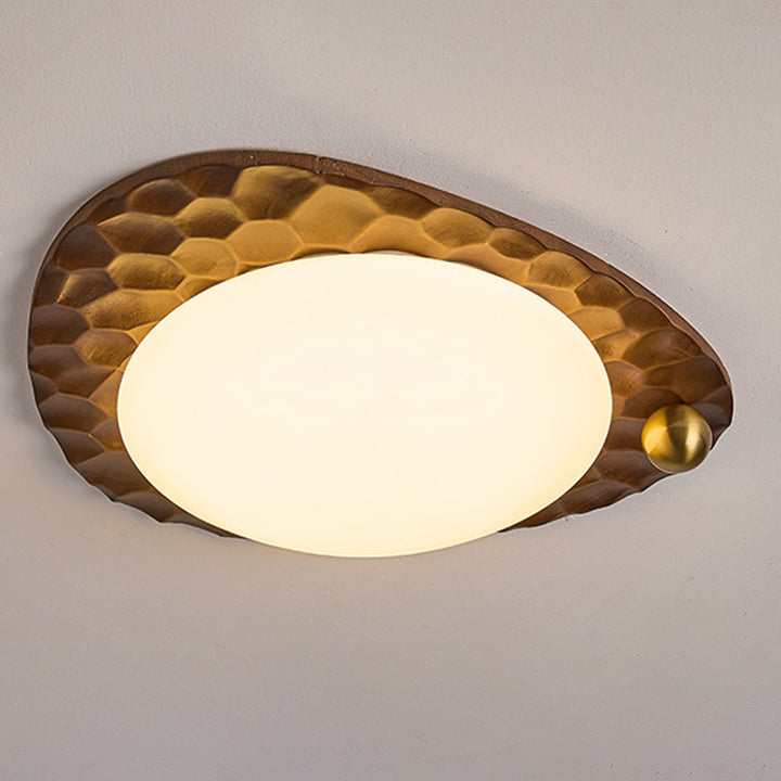 Plafonnier LED en chêne fer PVC à motif de fleur en nid d&