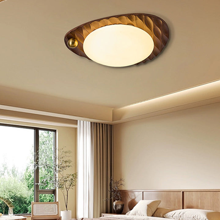 Plafonnier LED en chêne fer PVC à motif de fleur en nid d&