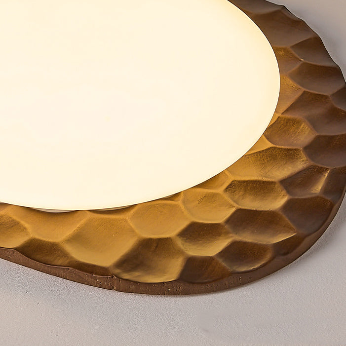 Plafonnier LED en chêne fer PVC à motif de fleur en nid d&