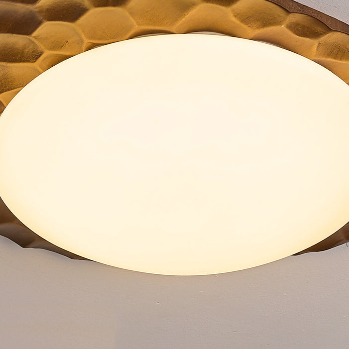 Plafonnier LED en chêne fer PVC à motif de fleur en nid d&