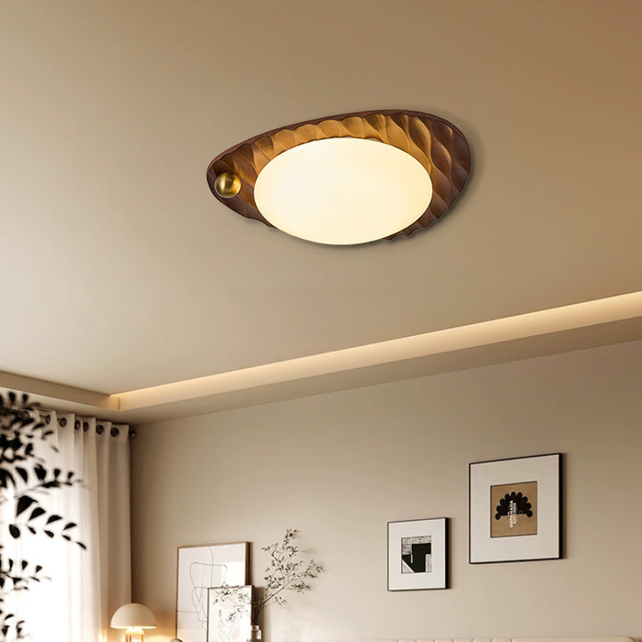 Plafonnier LED en chêne fer PVC à motif de fleur en nid d&