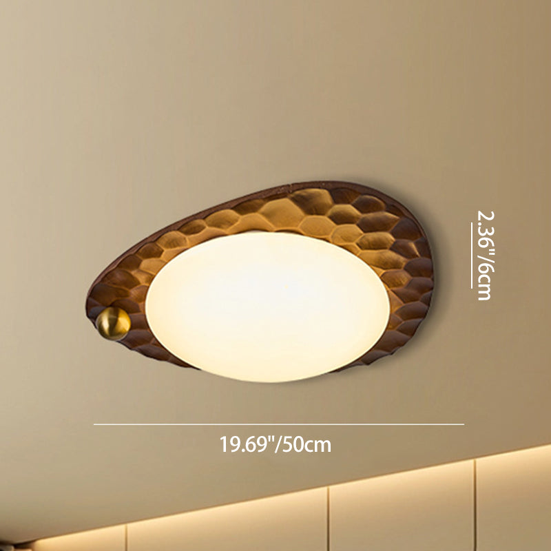 Plafonnier LED en chêne fer PVC à motif de fleur en nid d&