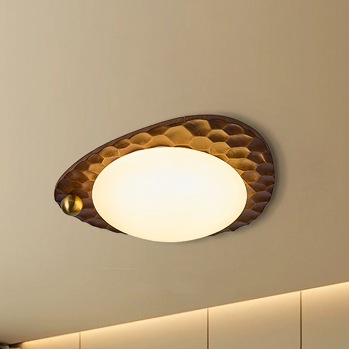 Plafonnier LED en chêne fer PVC à motif de fleur en nid d&