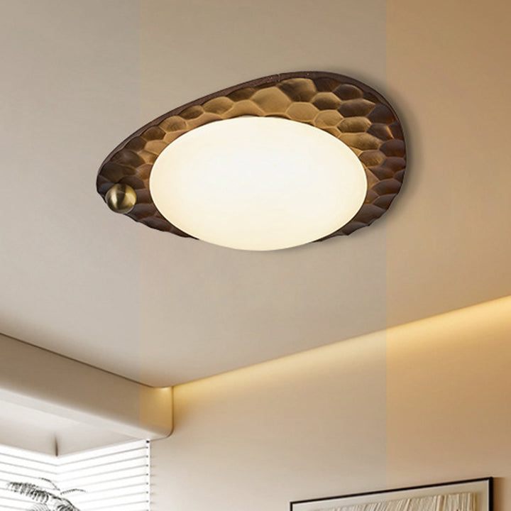 Plafonnier LED en chêne fer PVC à motif de fleur en nid d&