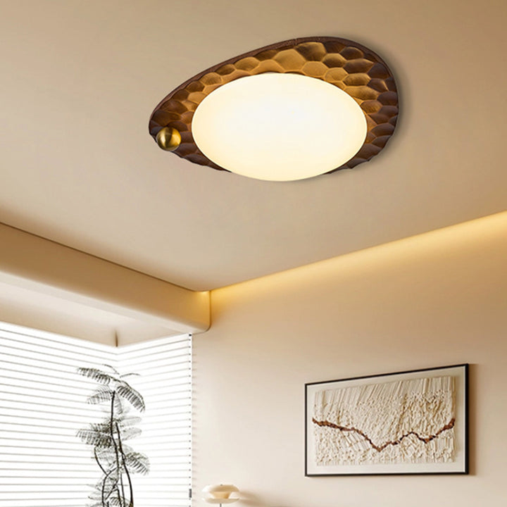 Plafonnier LED en chêne fer PVC à motif de fleur en nid d&