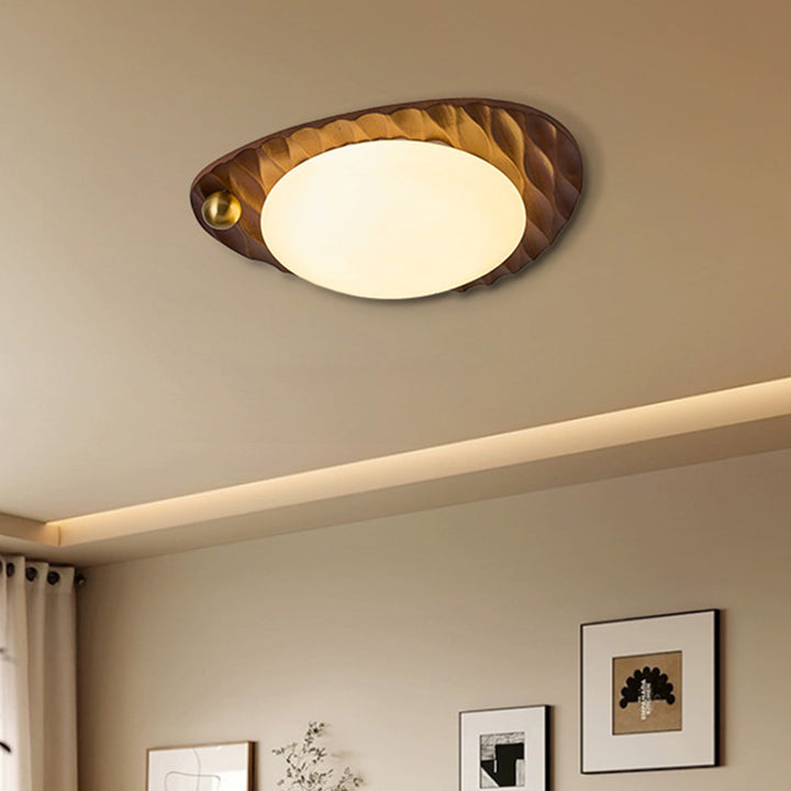 Plafonnier LED en chêne fer PVC à motif de fleur en nid d&