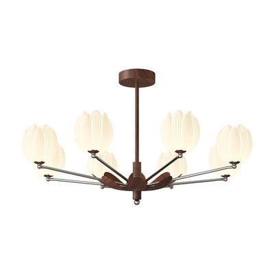 Traditional French Flower Iron Plastic LED Chandelier For Living Room