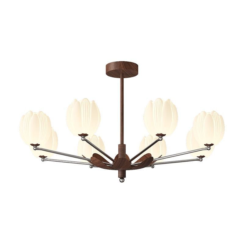 Traditional French Flower Iron Plastic LED Chandelier For Living Room