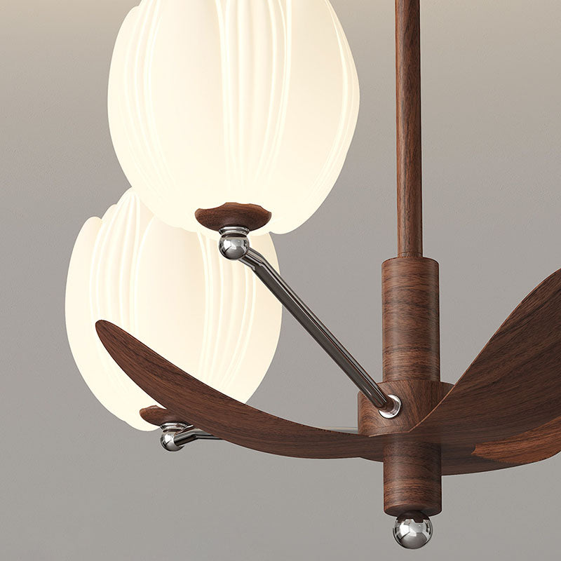 Traditional French Flower Iron Plastic LED Chandelier For Living Room