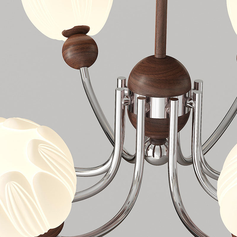 Traditional French Flower Iron Plastic LED Chandelier For Living Room