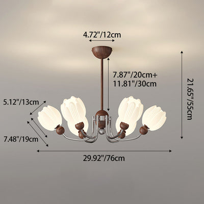 Traditional French Flower Iron Plastic LED Chandelier For Living Room